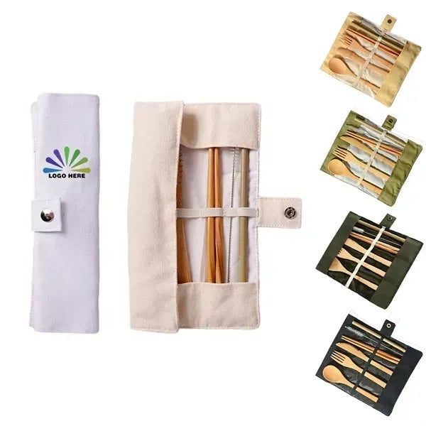 7 Piece Natural Bamboo Cutlery Set