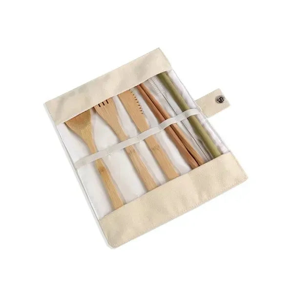 7 Piece Natural Bamboo Cutlery Set