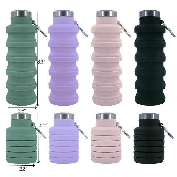 Collapsible Silicone Water Bottle 17oz Leak Proof for Travel