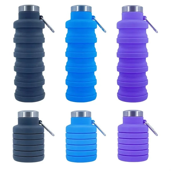 Collapsible Silicone Water Bottle 17oz Leak Proof for Travel
