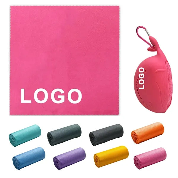 Microfiber Sports Towel with Whale Silicone Sleeve