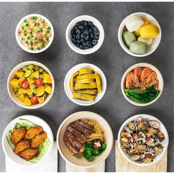 Small Round Biodegradable Bagasse 12Oz Food Bowl