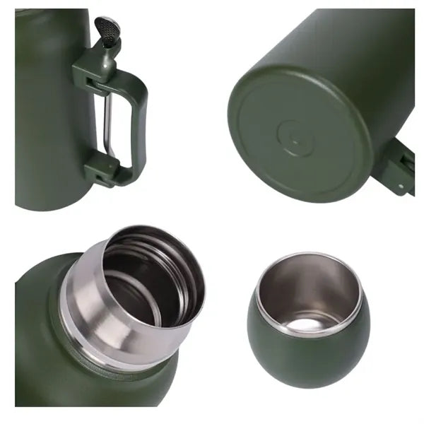 Stainless Steel Football Cup with Built-in Stirring Spoon