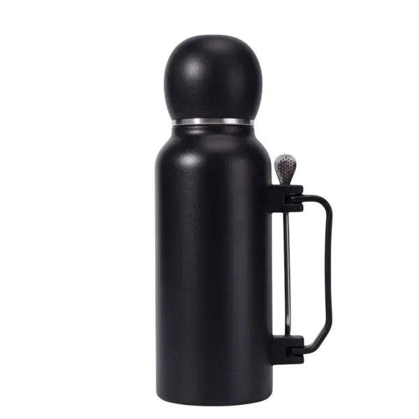 Stainless Steel Football Cup with Built-in Stirring Spoon