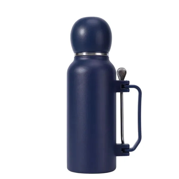 Stainless Steel Football Cup with Built-in Stirring Spoon