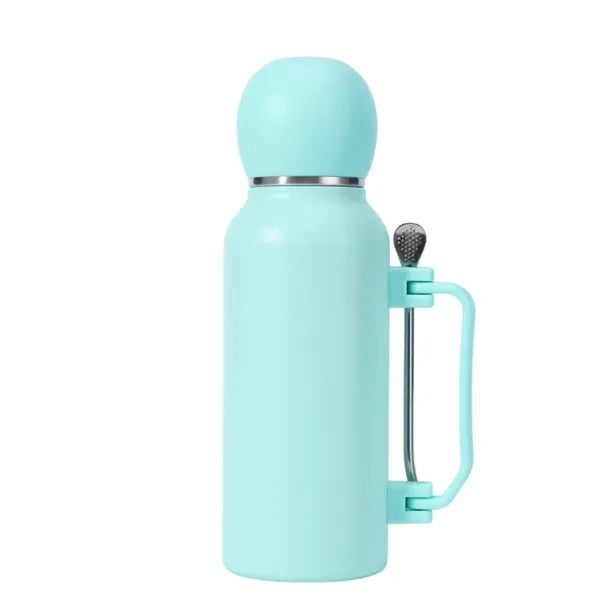 Stainless Steel Football Cup with Built-in Stirring Spoon