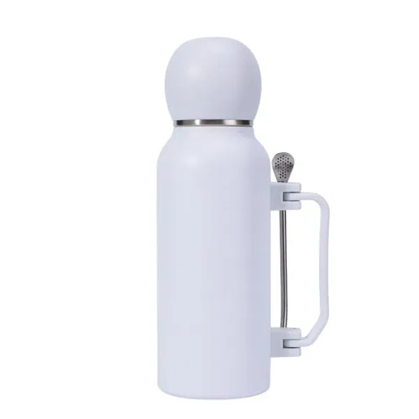 Stainless Steel Football Cup with Built-in Stirring Spoon