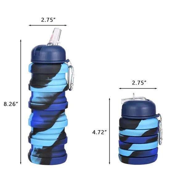 Collapsible Silicone Water Bottle with Carabiner