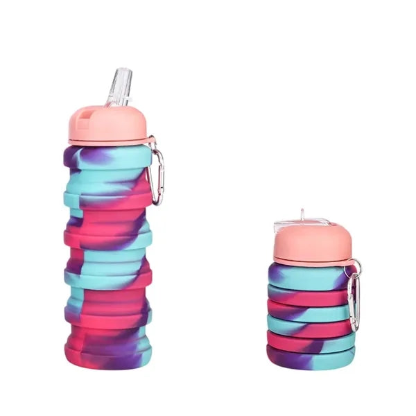 Collapsible Silicone Water Bottle with Carabiner