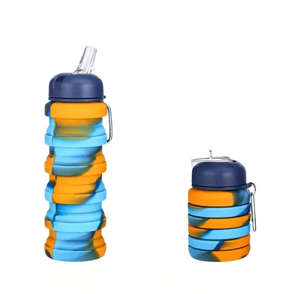 Collapsible Silicone Water Bottle with Carabiner