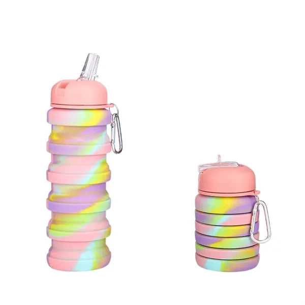Collapsible Silicone Water Bottle with Carabiner