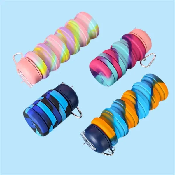 Collapsible Silicone Water Bottle with Carabiner