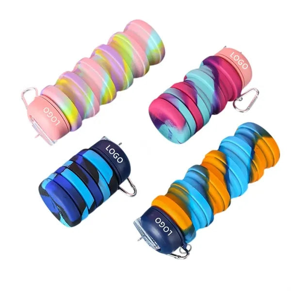 Collapsible Silicone Water Bottle with Carabiner