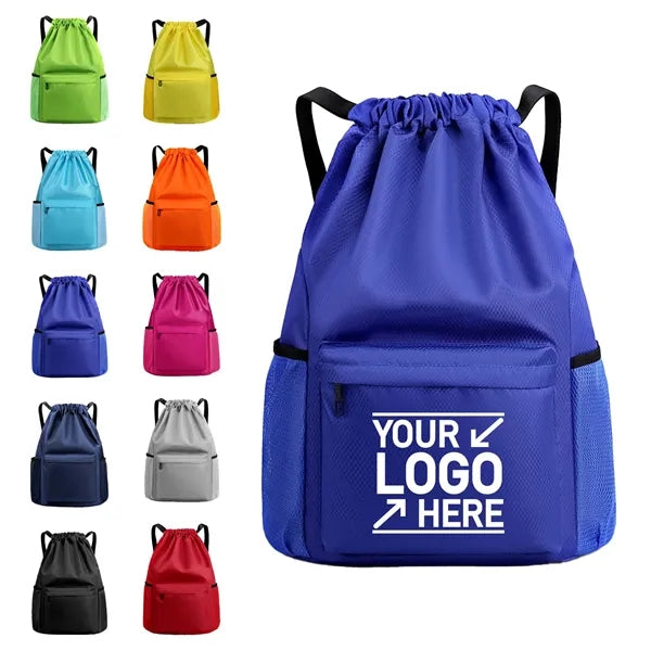 Nylon Multi-Pocket Drawstring Backpack