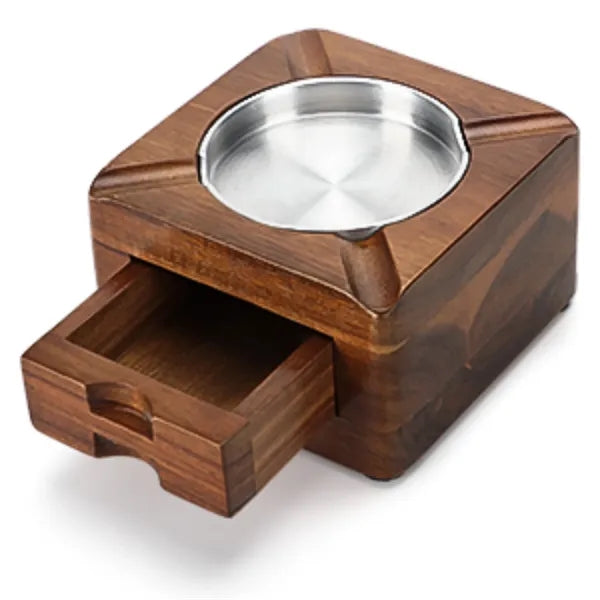 Premium Wooden Cigar Ashtray Drawer Storage Holder