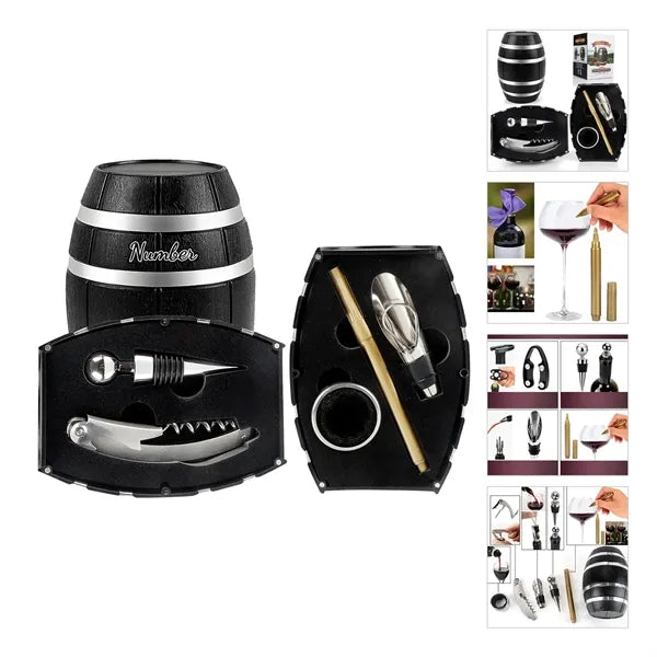 5 pieces Unique Barrel Shape Wine Acc Gift Set