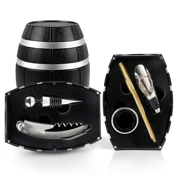5 pieces Unique Barrel Shape Wine Acc Gift Set