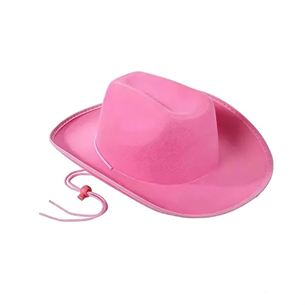 Wide Brim Western Fedora Cowboy Felt Hat With Belt Buckle