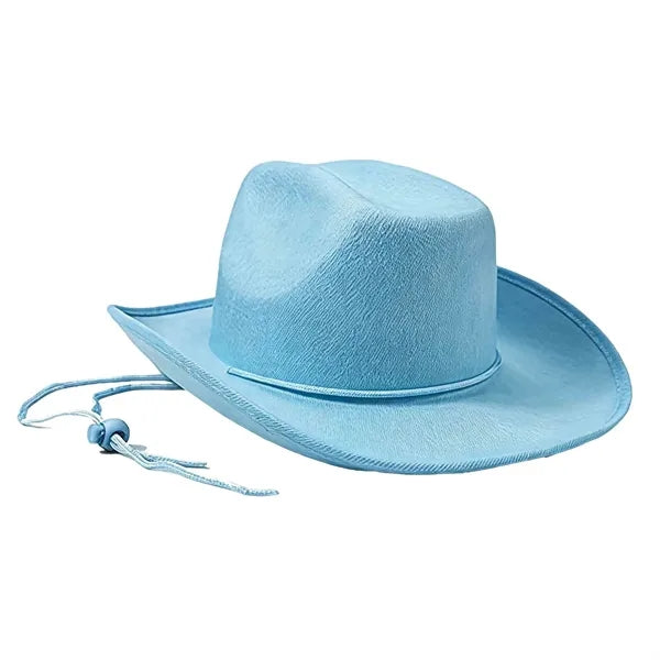 Wide Brim Western Fedora Cowboy Felt Hat With Belt Buckle