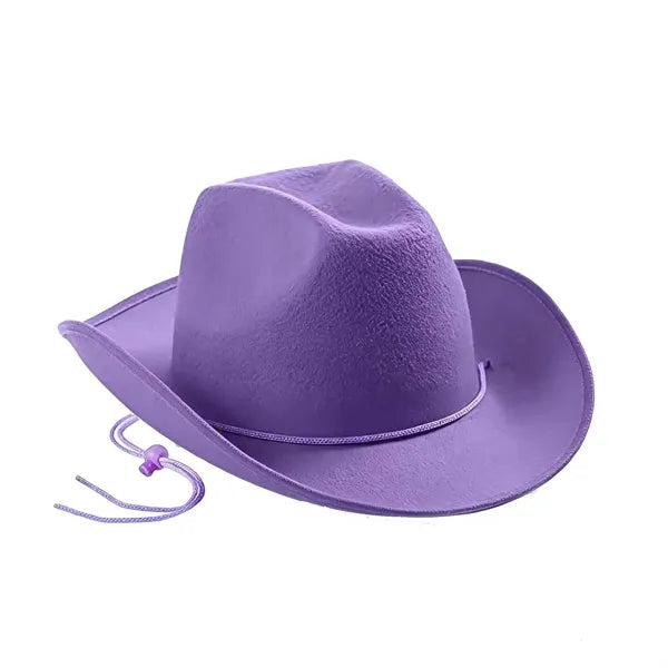 Wide Brim Western Fedora Cowboy Felt Hat With Belt Buckle
