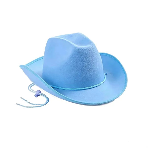 Wide Brim Western Fedora Cowboy Felt Hat With Belt Buckle