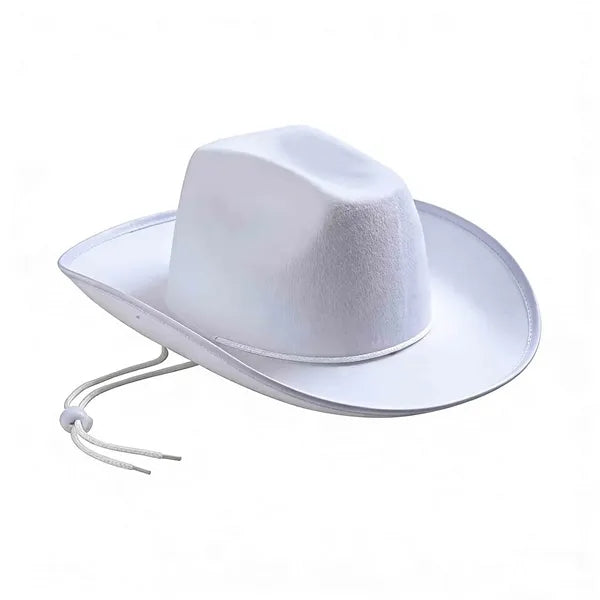 Wide Brim Western Fedora Cowboy Felt Hat With Belt Buckle