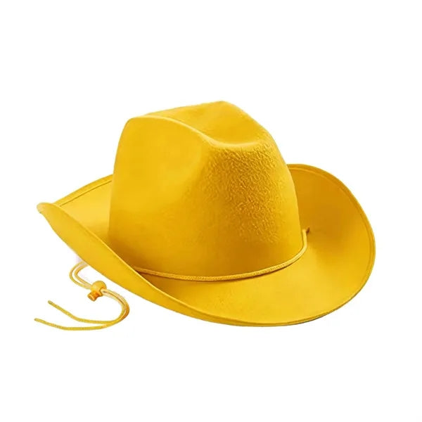 Wide Brim Western Fedora Cowboy Felt Hat With Belt Buckle