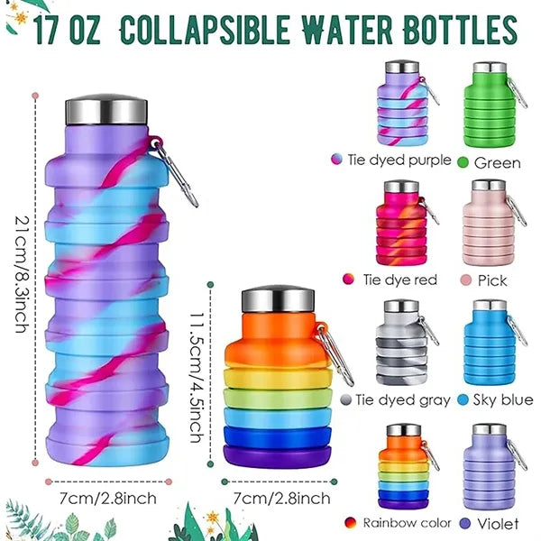 17 oz Collapsible Water Bottles With Carabiner