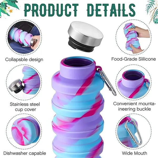 17 oz Collapsible Water Bottles With Carabiner