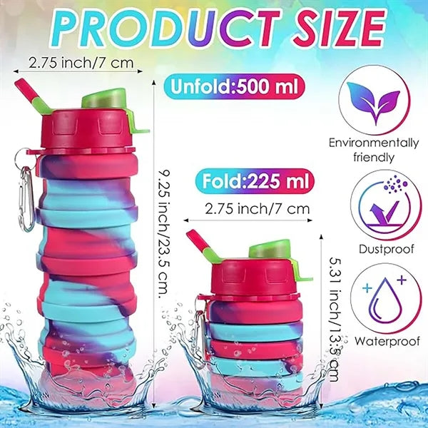 17 oz Silicone Portable Lightweight Foldable Water Bottle