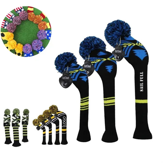 Knit Golf Club Head Covers With Number Tags
