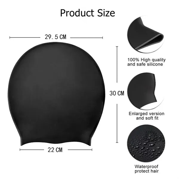 Extra Large Silicone Swim Cap for Long Hair