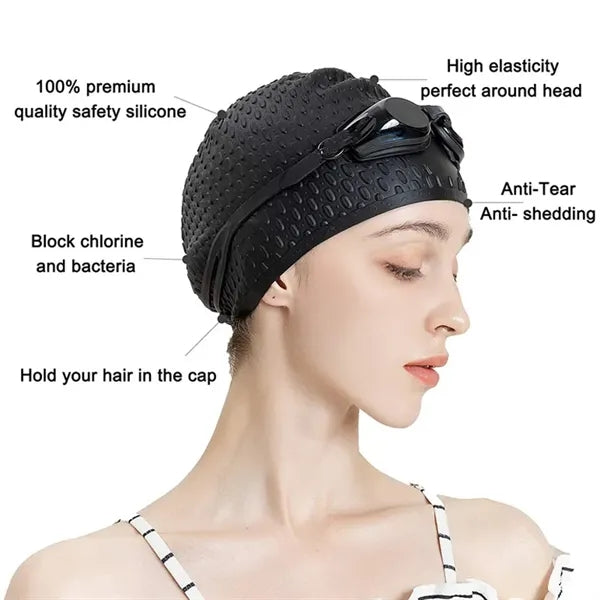 High Elasticity Silicone Swim Cap for Women Men
