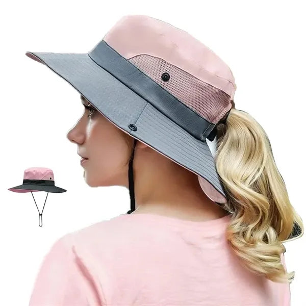 Polyester Bucket Hat with Mesh Ventilation & Strings