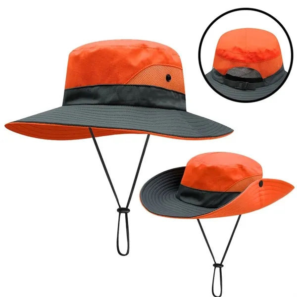 Polyester Bucket Hat with Mesh Ventilation & Strings