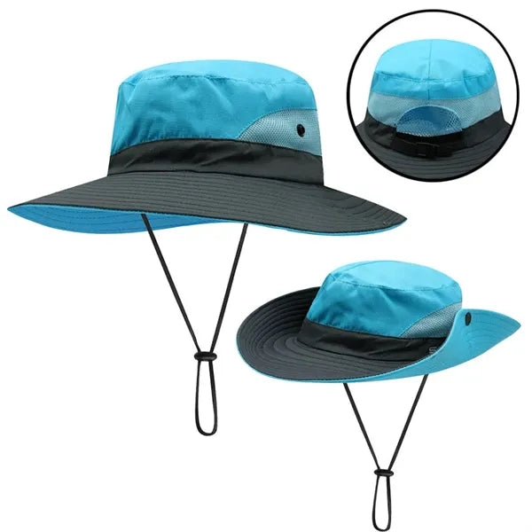 Polyester Bucket Hat with Mesh Ventilation & Strings