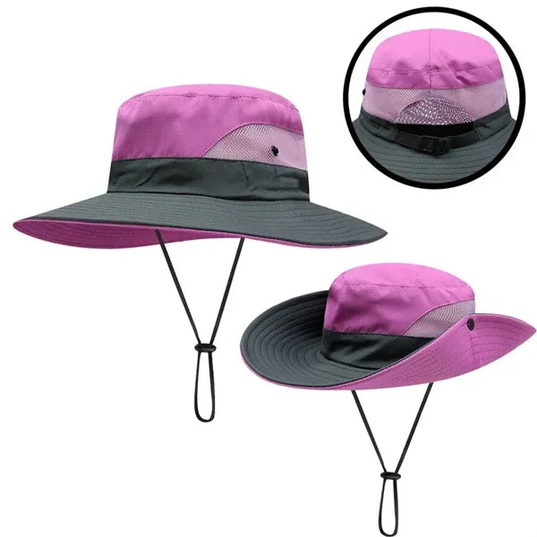 Polyester Bucket Hat with Mesh Ventilation & Strings