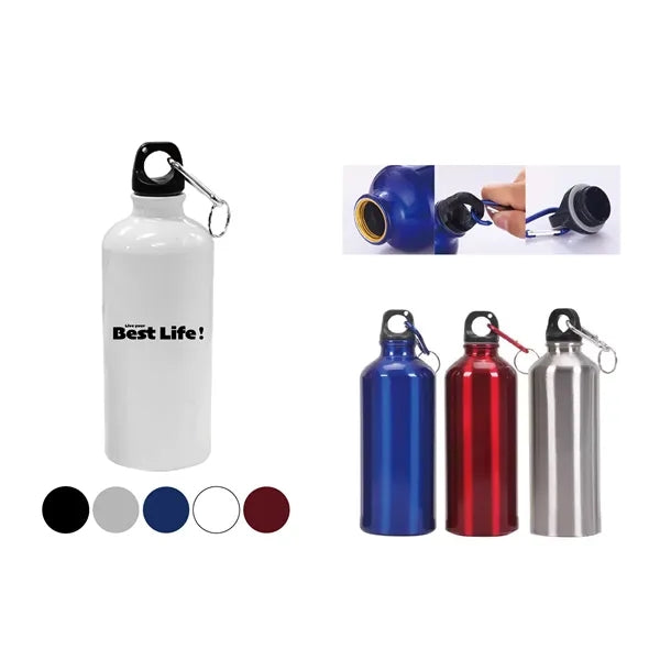 17oz Aluminum Sports Water Bottle w Carabiner
