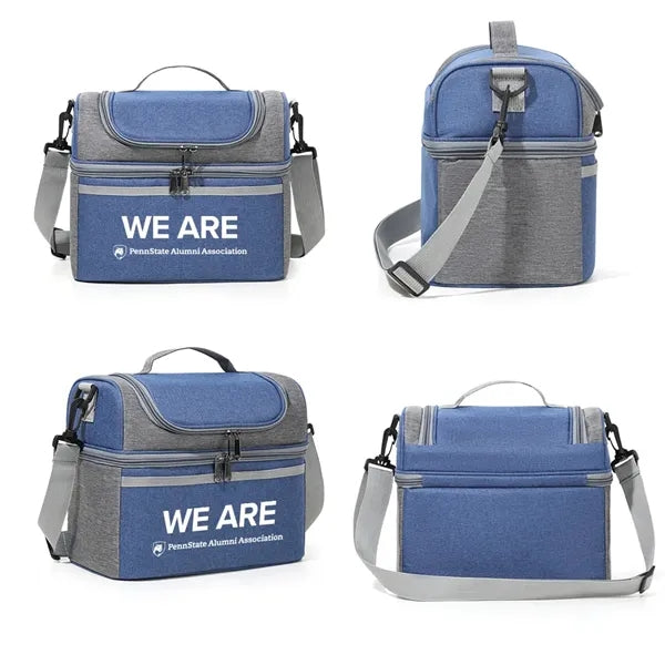 Insulated Heathered Double-layer Lunch Cooler Bag