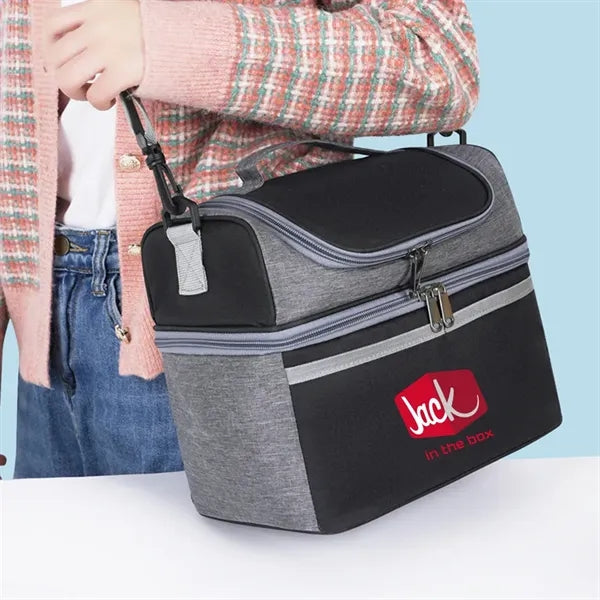 Insulated Heathered Double-layer Lunch Cooler Bag