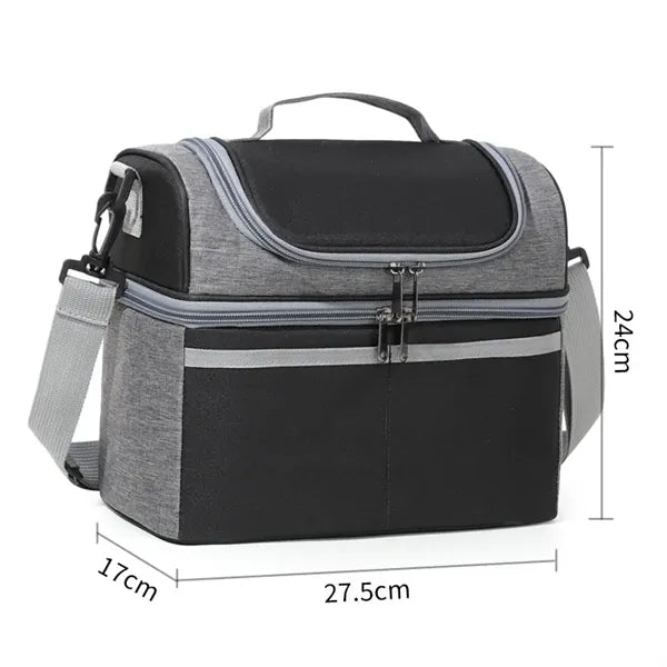 Insulated Heathered Double-layer Lunch Cooler Bag
