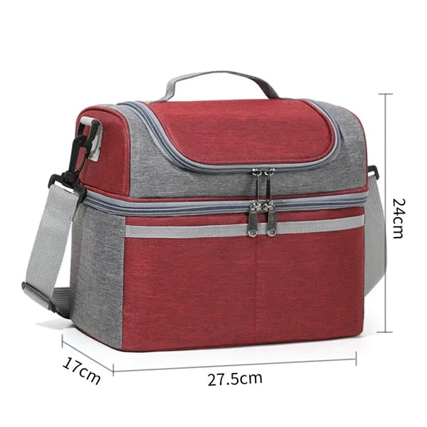 Insulated Heathered Double-layer Lunch Cooler Bag