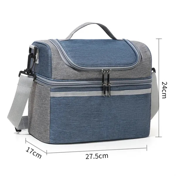 Insulated Heathered Double-layer Lunch Cooler Bag
