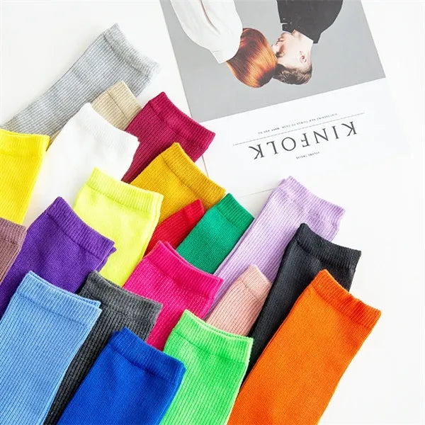 Ladies Spring Autumn Sports Athletic Crew Socks