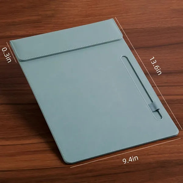 A4 Leather Business Magnetic Clipboard with Pen Holder