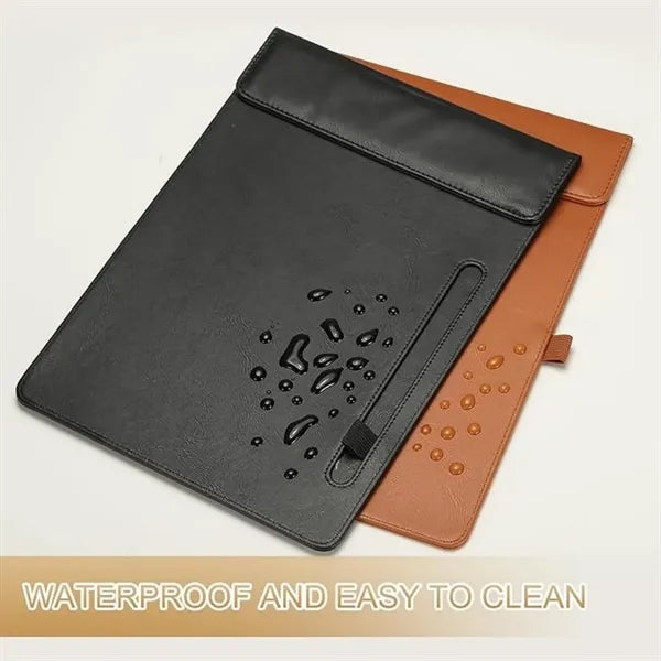 A4 Leather Business Magnetic Clipboard with Pen Holder