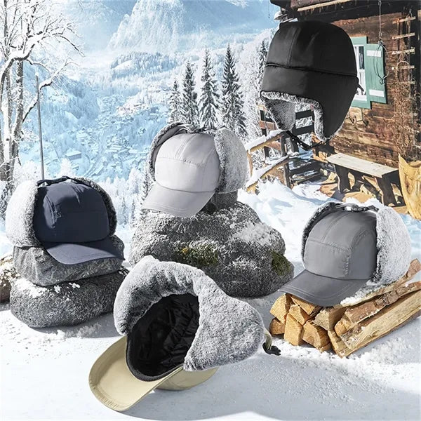Winter Trapper Hat with Ear Flaps Fleece Lined Cold Weather