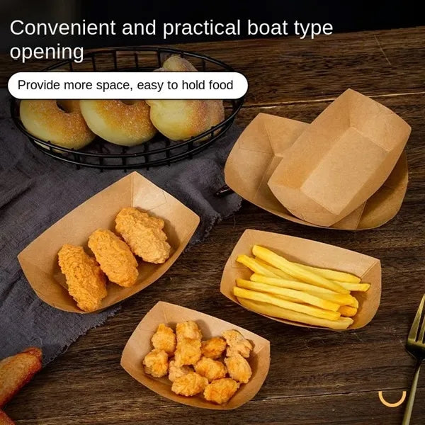 Disposable Kraft Paper Boat Tray Diners Snack Food Container