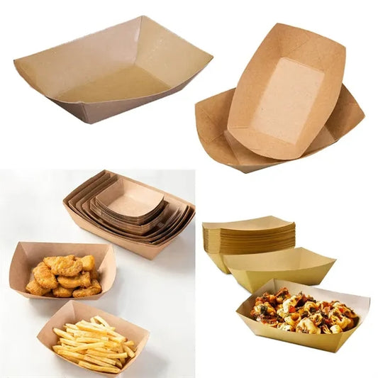 Disposable Kraft Paper Boat Tray Diners Snack Food Container