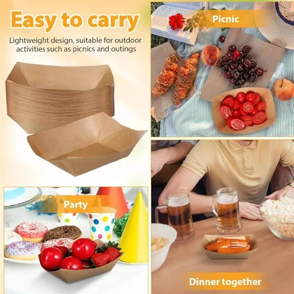 Disposable Kraft Paper Boat Tray Diners Snack Food Container